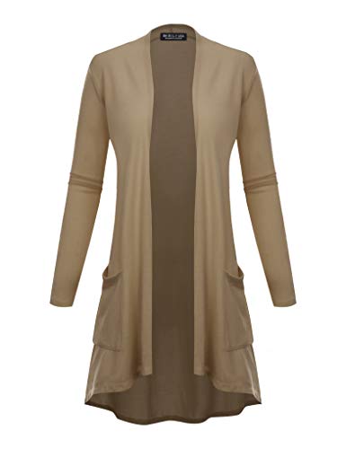 BH B.I.L.Y USA Women's New Open Front Long Sleeve Terry Rayon Cardigan Mocha X-Large