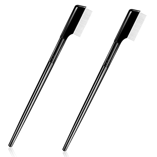 Eyelash Comb,Eyelash Brush Separator Eyelashes Separator Curler Makeup Mascara Applicator,Eyelash Grooming Brushes Metal Teeth Separator-Eye Makeup Brush Tool 2PCS
