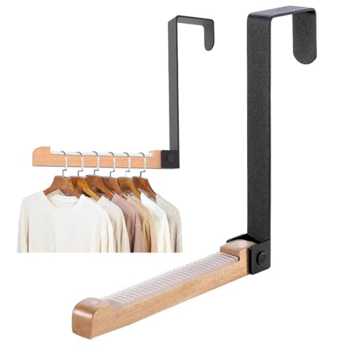 WUSJCOF Portemanteau Pliable, pour Porte de Max 4.5 cm d’épaisseur, à accrocher, cintres pliable, métal et Bois