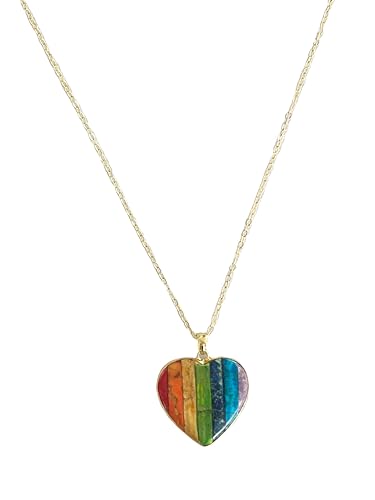 Collier cœur arc-en-ciel doré 50,8 cm avec pendentif émaillé durable
