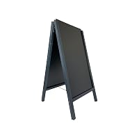 Chevalet Stop Trottoir Bois Noir 90x58cm - 2 Ardoises Amovibles - Fabrication Française
