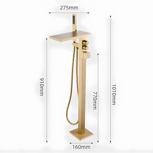 Robinet de baignoire sur pied finitions d'exception or brossé jet cascade - 3