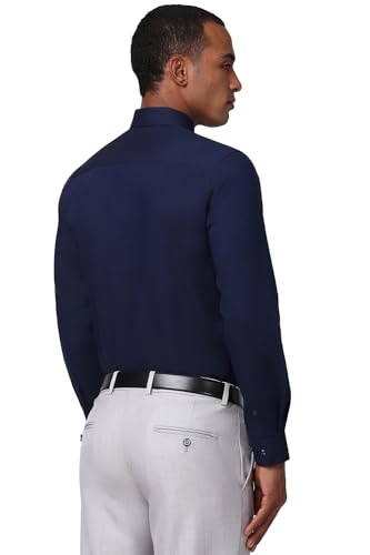 Image of Peter England Men's Classic Solid Full Sleeve Slim Fit Shirt | Wonder Fabric | Cotton Rich | Pin Point Oxford