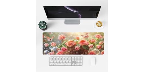 Tapis de souris XXL 1000x500mm imprimé fleurs pour le bureau - 2
