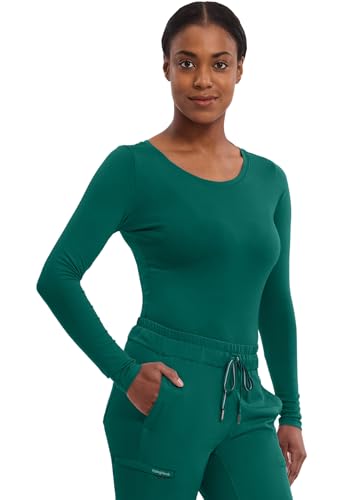 Image of Healing Hands Underscrub Long Sleeve Women Knits Scrub Tops | Soft Cotton Blend Knit, Breathable Stretch Comfort, Machine Wash, Easy Care Fabric, Ideal For Layering Under Scrubs
