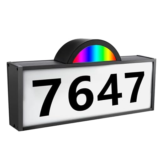 ROTTOGOON Solar Powered Address Numbers Signs, White/Warm+RGB Lights Illuminated House Numbers Plaque, IP65 Waterproof LED Lighted Outdoor Solar Address Sign for Home Yard Garden Street Mail Box