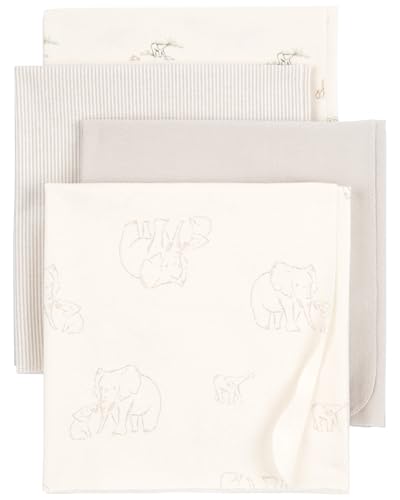 Carter's Baby Unisex Receiving Blankets 4-Pack (Cream Elephant)