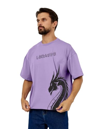 Image of LEOTUDE Men's Cottonblend Oversized Round Neck T-Shirt | T Shirt for Man