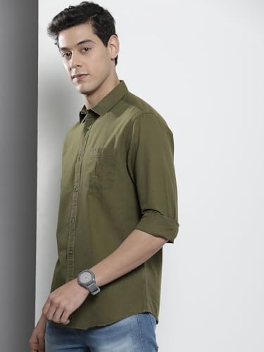 Image of The Indian Garage Co Men Regular Fit Solid Full Sleeves Cutaway Collar Casual Shirt