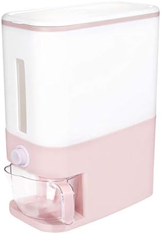 Rubtlamp 20 Lbs Pink Rice Dispenser, Plastic Food Storage Container, Large Rice Storage Container with Lid, Moisture Proof Household Cereal Dispenser Bucket, Sealed Grain Container Storage for Kitchen