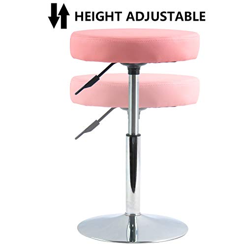 Image of FURWOO Pink Short Shop Stool - Height Adjustable Swivel Chair Stool for Office,SPA,Salon,Manicure and Tattoo Stations Small