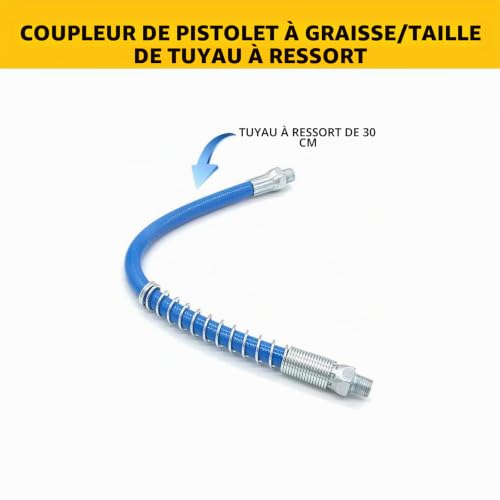 Ownkim Embout de Pompe à Graisse, Raccord Double Poignée avec Double poignée, Compatible avec Tous Types de Pompes à Graisse 1/8" NPT, raccord Anti-Fuite en Acier Inoxydable, Tuyau Inclus – vue 3