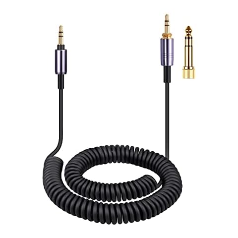 weishan WH-1000XM5 Cable Coiled Aux Cord Replacement for Sony WH-CH720N, WH-CH710N, MDR-950BT, 1AM2, 7520 Noise Canceling Headphones, 3.5mm(1/8") Extension Wire with 6.35mm(1/4") Adapter, 14ft Cover