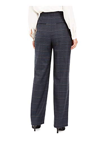 Anne Klein Women's Wide-Leg Plaid Dress Pants Navy Size 6 #TOP1