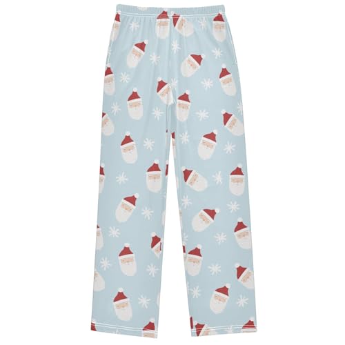 Boy's Lounge Pants Christmas Man Light Blue Kids Jogger Pants Elastic Waist Long Bottoms with Pockets 6-14 Years