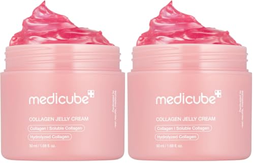 Image of medicube Collagen Jelly Cream- Niacinamide & Freeze-Dried Hydrolyzed Collagen - Boosts skin's barrier hydration and gives 24h Glow & Lifted Look - Korean skincare (1.69 Fl Oz (Pack of 2))