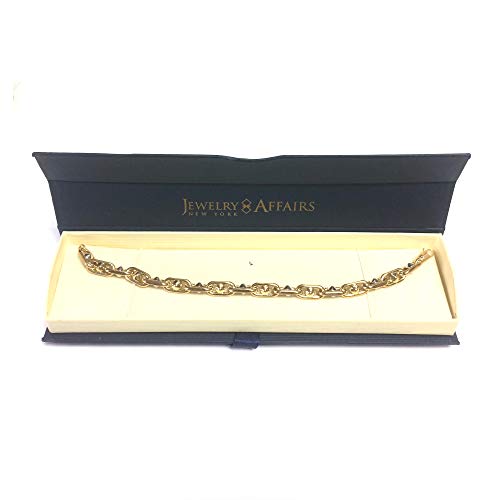 14K Yellow And White Gold Oval Link Mens Fancy Bracelet, 8.25" #TOP5