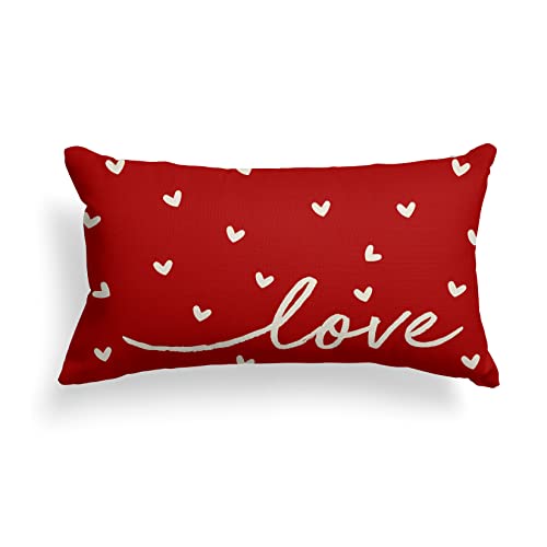 Horaldaily Valentines Day 12 X 20 Love Throw Pillow Cover Farmhouse Anniversary Wedding Linen Decoration #TOP18