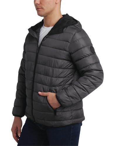 Image of Perry Ellis Mens Puffer Jacket - Quilted Packable Down Winter Jacket with Hood - Lightweight Winter Coat for Men