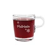  Leonardo Glastasse mit Gravur des Wunschnamen - Motiv: Schneekristall - für Glühwein oder Tee