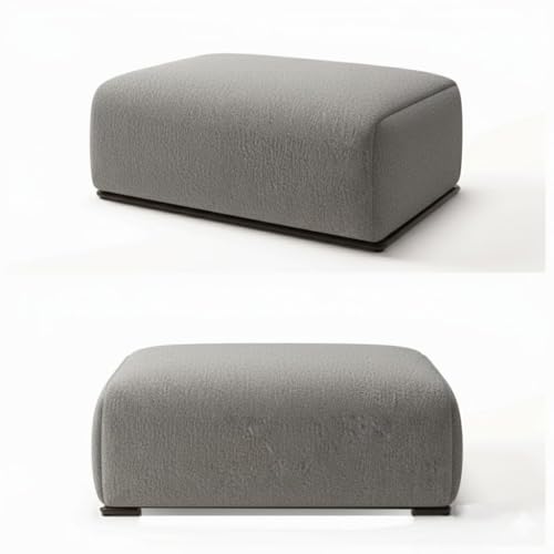 Image of Boucle Fabric Modern Design Sofa with Pillow or Strong Woden Legs Best for Living Room, Halways, Garden (3+1 Seater + Ottoman (Light Grey))