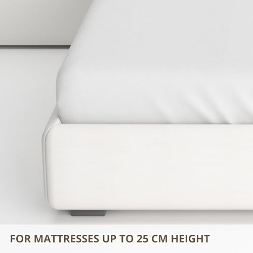 Drap housse 140x200 en coton satiné blanc pour lit de luxe - 4