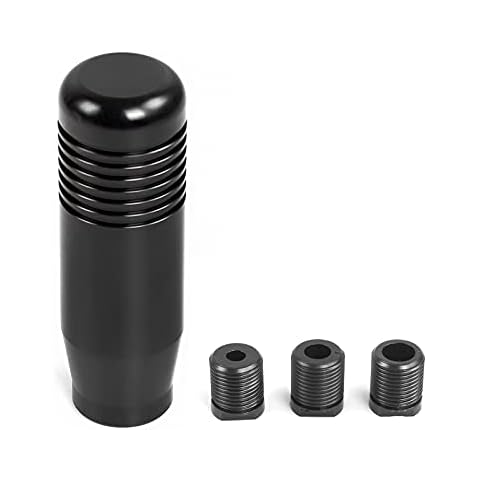 MUGE RACING Car Gear Shift Knob,Universal Aluminum Alloy Gear Shift Lever Knob Stick Head with 3 Adapters(Black ) Cover