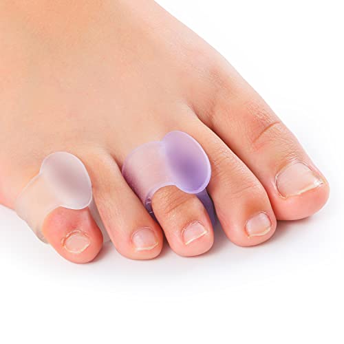 Pinky Toe Separators for Overlapping Toes, 16 Pieces Silicone Bunion Corrector for Women, Men, Gel Toe Spacer for Toe Alignment Spreader, Reusable Small Toe Dividers, Purple