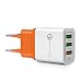 Produktbild Maju 3 Port USB Quickcharge 3.0 Ladegerät Netzteil Ladeadapter Reise für iPhone, iPad, Samsung Galaxy, Note, Nexus, HTC, Motorola, LG, Xiaomi und weitere (Orange)