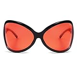 VANLINKER 90s Oversized Vintage Sunglasses for Women Men Trendy Wrap Around Big Sun Glasses Large Cool Oval Shades VL9740 Black Frame Red Lens