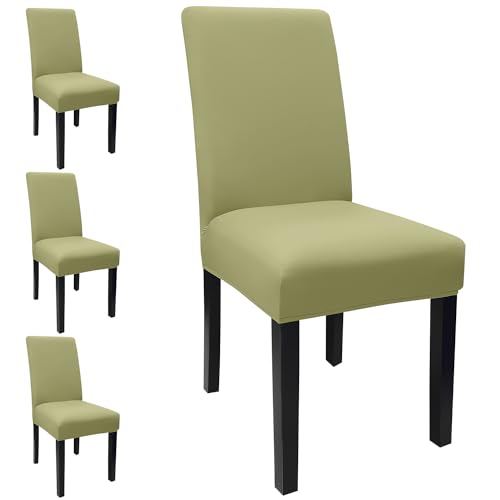 Dining Room Chair Covers Set of 4, Stretch Solid Color Parsons Chair Slipcovers Spandex Removable Washable Kitchen Chair Protector Cover for Dining Room, Hotel, Ceremony(Sage Green)