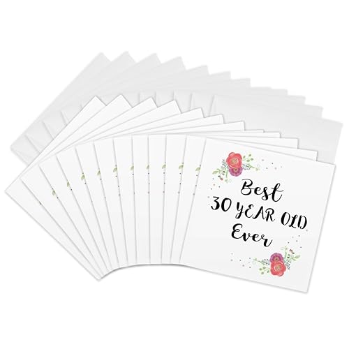 Cartes de vœux 30 ans rose floral Lot de 12 formats 15x15 cm 3dRose Gc_316153_2