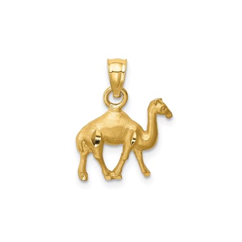 14k Yellow Gold Camel Pendant for Women or Unisex Wear, Detailed Camel Design Symbolizing Travel and Endurance, Polished Gold Charm for Necklace, Cultural Middle Eastern Jewelry, Animal Symbol Charm