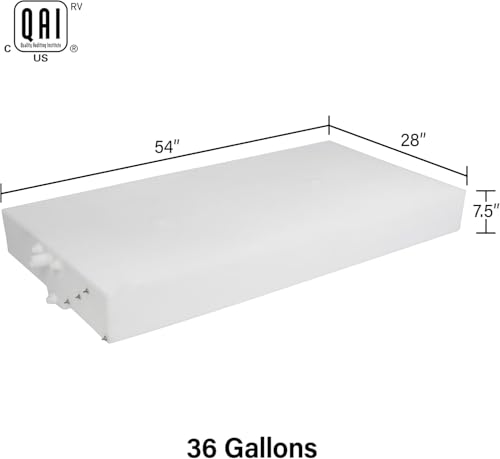 Image of 36 Gallon RV Fresh Water Tank, Potable Water Storage Tank for Drinking, Cooking, Cleaning, Showering, for Campers, Trailers, Motorhomes, RVs, Low-Profile Shape, 54 inch x 28 inch x 7.5 inch (WT-1337)