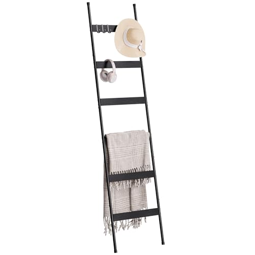 ELYKEN Blanket Ladder for Living Room, Farmhouse 6-Tier Quilt Holder