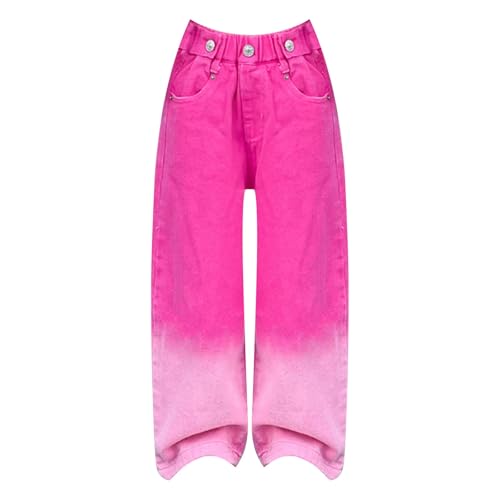 Moonker Gradient Straight Wide Leg Denim Jeans for Teens Girls Candy Colors High Y2k Streetwear Elastic Waist