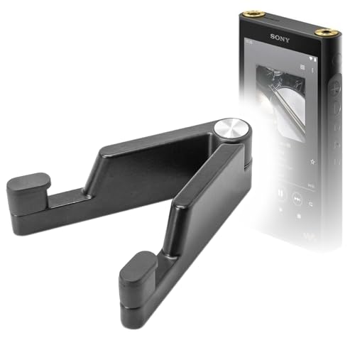 BoxWave Soporte y soporte compatible con Sony Walkman (NW-WM1AM2) – Soporte de aluminio de escritorio, manos libres ajustable, portátil con patas de goma, color negro azabache