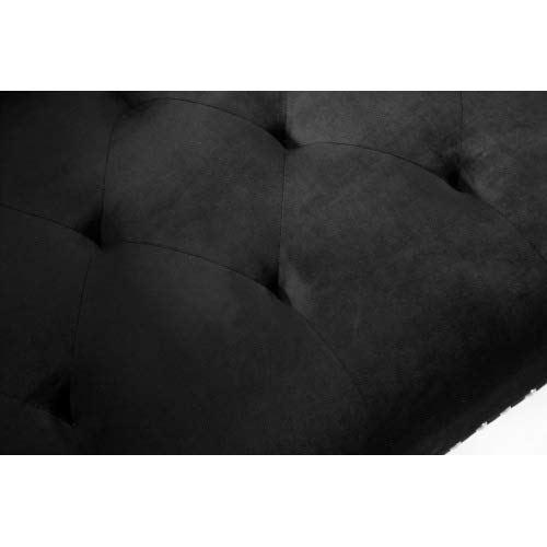 NOUVCOO Button Velvet Tufted Convertible Bed with 2 Pillows, Reversible Chaise, Sofa L Shape Sectional Couch Sleeper for Living Room Furniture Set, Black