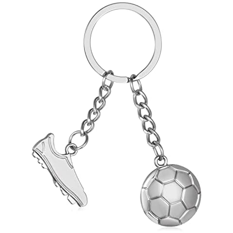 Patelai Football Keyring for Boys Silver Soccer Boot Ball Metal Keyring Novelty Football Keychain Sports Fan Key Chains for Men Boys Women Bag Key Gifts Cover