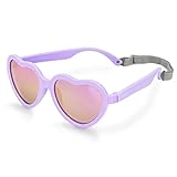 JAN & JUL Heart Shaped Polarized UV 400 Sunglasses for Toddler Girls (Lavender, M)