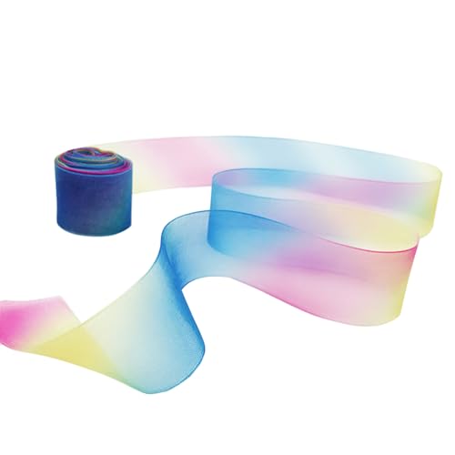 Cinta de organza arcoíris, 2,54 cm de ancho, gasa transparente, para envolver regalos, bodas, decoración de fiestas, flores