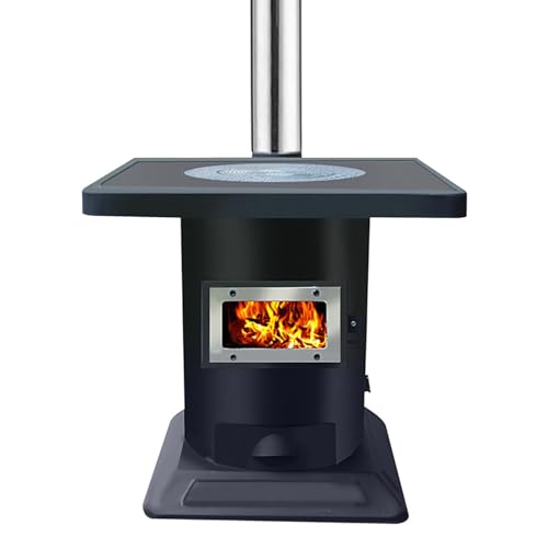 Estufa Leña Interior Grande con Horno, Chimenea y Ventana de Control de Vidrio Cocina de Leña de Hierro Fundido, Útil for Calentar la Casa y Cocinar
