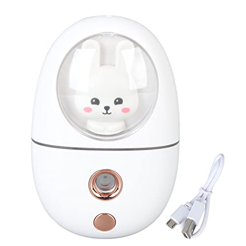 Yueyashuxかわいい動物フェイシャルミストスプレーsb充電式ミニアイフェイス加湿器35ml 500MAHポータブルコンパクトスキンリンスレーションビューティー旅行旅行 (白)