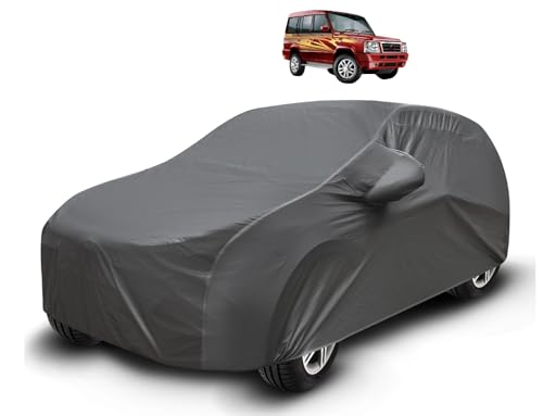 Image of Auto Hub Waterproof Car Cover Compatible with Tata Sumo Gold with Mirror Pockets, Soft Cotton Lining, Sumo Gold Car Cover Waterproof, Grey