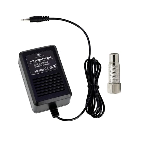 WICAREYO AC Power Supply Adapter with F Plug Female Adapter F Type Male Coax to RCA Female Jack RF Video TV Connector Compatible for Atari 2600 System Console US Plug