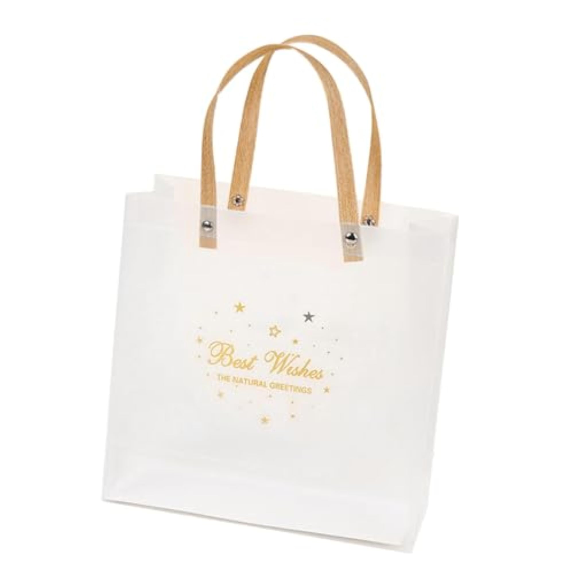 Clear Gift Bag with Handles for Florist Packing, Gold