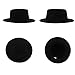 Fashion Wool Blend Fedora Hat Wide Brim Church Flat Top Derby Cap for Men Women Black