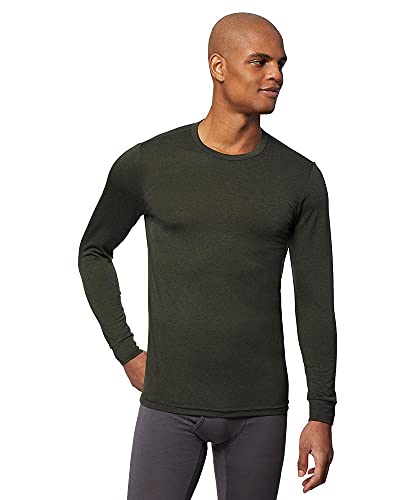 32 Degrees Heat Mens Performance Thermal Baselayer Crewneck Long Sleeve Top, Rain Forest Heather, XX-Large