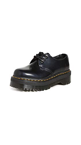 Dr. Martens Mixte 1461 Quad Femme Chaussures-à-lacets, Black Polished Smooth, 41 EU