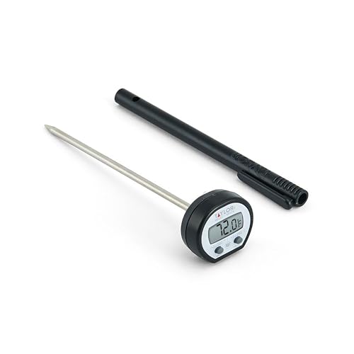Image of Taylor Pro Instant Read Digital Food Thermometer - Stainless Steel Probe with 0.4 inch Dot Matrix Display, -58F to 448F Temperature Range for BBQ, Baking & Candy Making (Black and Stainless)